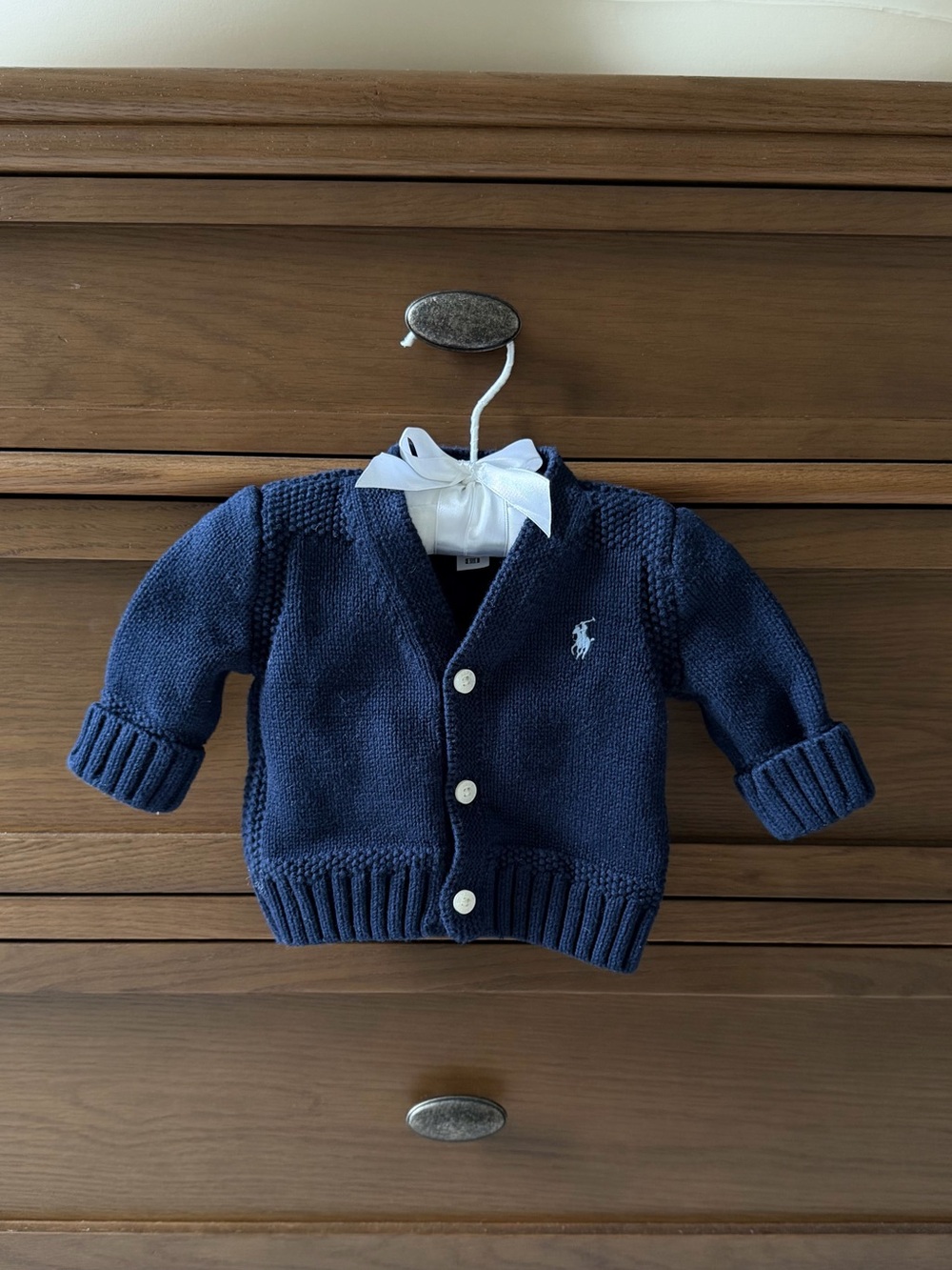 Ralph Lauren Navy Baby Knit Cardigan with Polo Pony